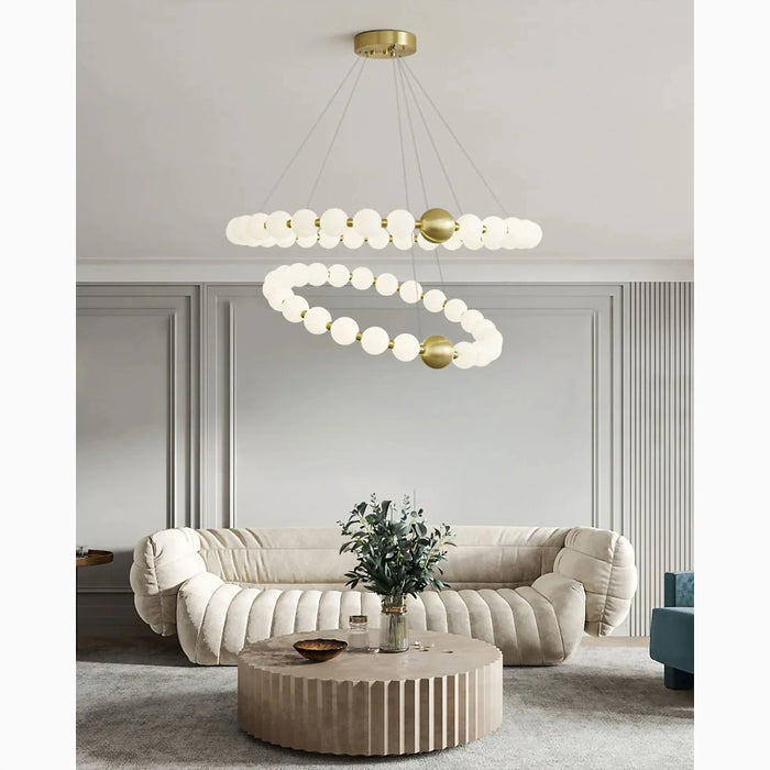 MIRODEMI® Agosta | Luxury Large Round White Pearl Chandelier