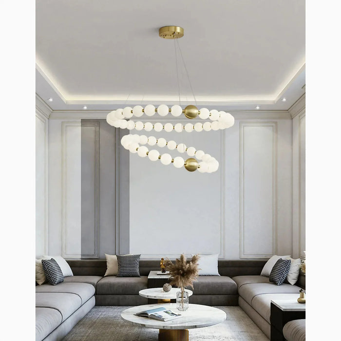 MIRODEMI® Agosta | Luxury Large Round White Pearl Chandelier for Living Room