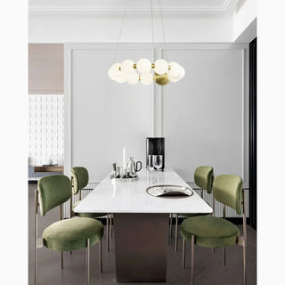 MIRODEMI® Agosta | Luxury Large Round White Pearl Chandelier for Dining Area