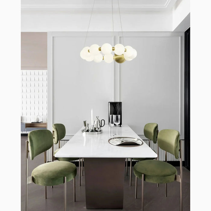MIRODEMI® Agosta | Luxury Large Round White Pearl Chandelier for Dining Area