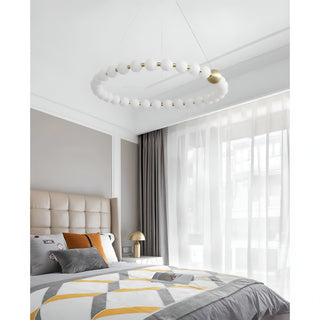 MIRODEMI Agosta | Luxury Large Round White Pearl Chandelier for Bedroom