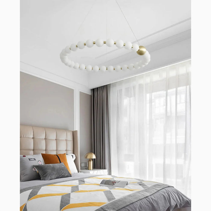 MIRODEMI® Agosta | Luxury Large Round White Pearl Chandelier for Bedroom