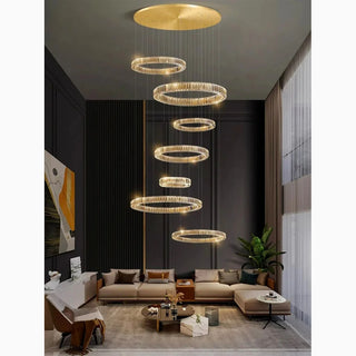 MIRODEMI® Agrate Conturbia | Stunning Living Room Crystal Pendant Chandelier with Cascading Rings