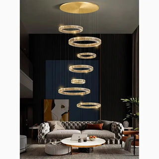 MIRODEMI® Agrate Conturbia | Gorgeous Cascading Crystal Rings Pendant Chandelier for Living Room