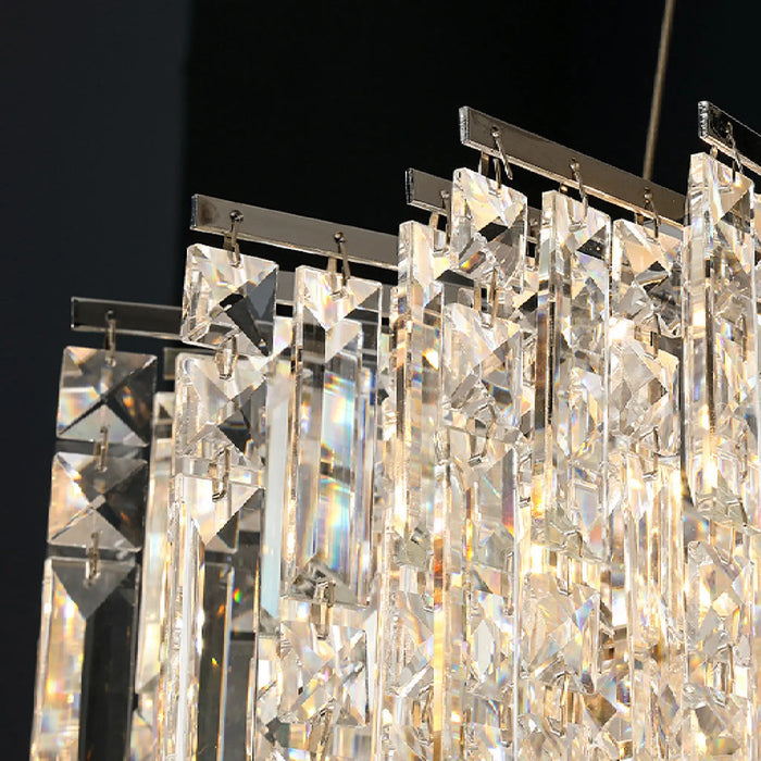MIRODEMI® Agrigento | Modern Chrome Crystal LED Chandelier For Dining Room in Small Details