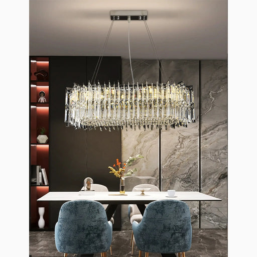 MIRODEMI® Agrigento | Modern Chrome Crystal LED Chandelier For Dining Room