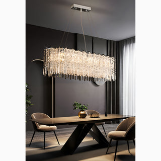 Agrigento | Modern Chrome Crystal LED Chandelier For Dining Room