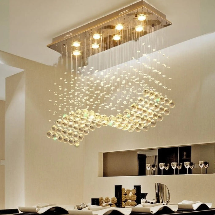 MIRODEMI® Agropoli | Special Luxury Rectangle LED Crystal Lamp for Dining Room