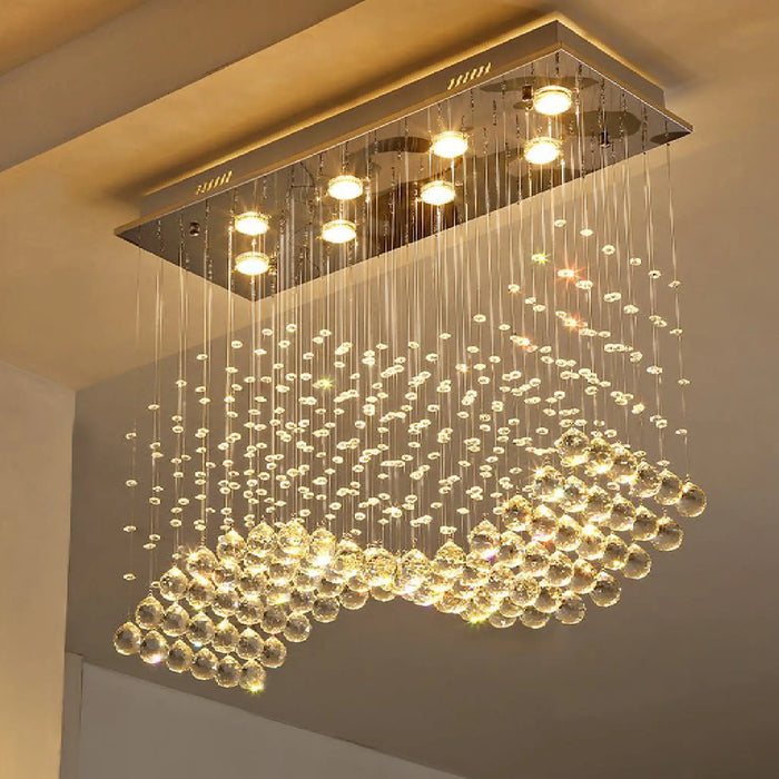 MIRODEMI® Agropoli | Elite Luxury Rectangle LED Crystal Lamp for Dining Room