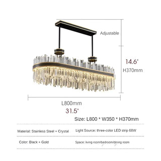 MIRODEMI® Ahrntal | Luxury Stylish Oval Crystal LED Chandelier for Dining room Parameters 31.5