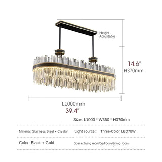 MIRODEMI® Ahrntal | Luxury Stylish Oval Crystal LED Chandelier for Dining room Parameters 39.4