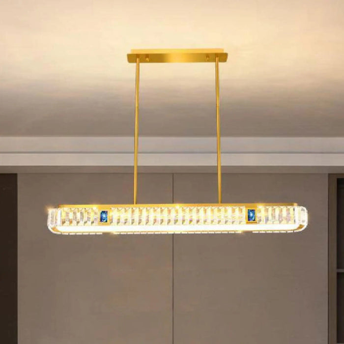 MIRODEMI® Aiello Calabro | Contemporary Rectangle LED Crystal Pendant Chandelier for Home