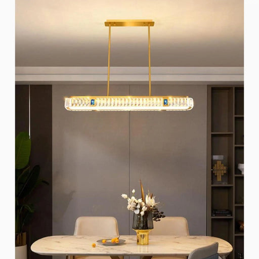 MIRODEMI® Aiello Calabro | Contemporary Rectangle LED Crystal Pendant Chandelier for Dining Room