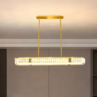 MIRODEMI Aiello Calabro | Luxury Contemporary Rectangle LED Crystal Pendant Chandelier for Dining Room