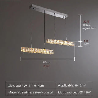 MIRODEMI® Aiello del Sabato | Modern Crystal Pendant LED Light for Study, Dining Room Sizes