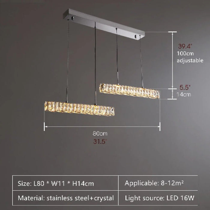 MIRODEMI® Aiello del Sabato | Modern Crystal Pendant LED Light for Study, Dining Room Sizes