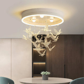 MIRODEMI® Alanno | Decorative Lighting Fixture with golden birds | golden chandelier | ceiling light