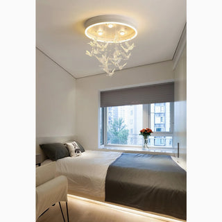 MIRODEMI® Alanno | Decorative Lighting Fixture with golden birds | golden chandelier | ceiling light