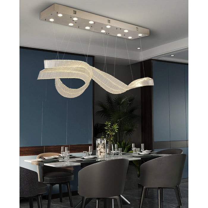 MIRODEMI Alassio Creative LED Chandelier In The Shape Of Ribbon For Dining Room