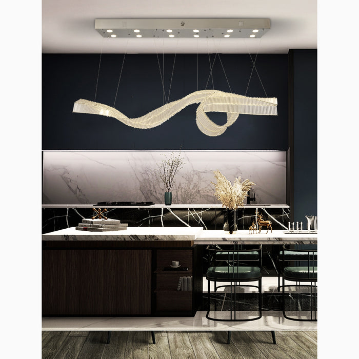 MIRODEMI Alassio Creative LED Chandelier In The Shape Of Ribbon For Kitchen Island