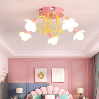 MIRODEMI Albanella | Modern Pink Ceiling Lamp for Girls Bedroom | chandeliers | flush mount | for kids room