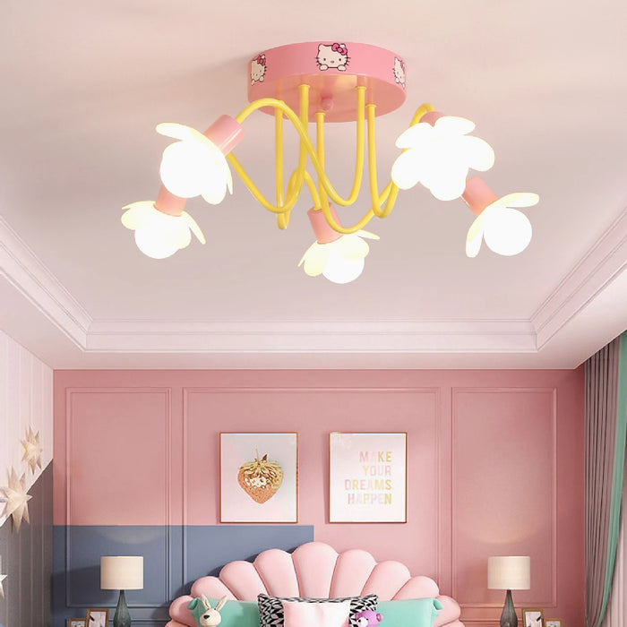 MIRODEMI® Albanella | Modern Pink Ceiling Lamp for Girls Bedroom | chandeliers | flush mount | for kids room