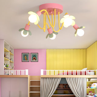 MIRODEMI Albanella | Modern Pink Ceiling Lamp for Girls Bedroom | chandeliers | flush mount | for kids room