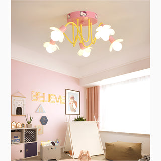 MIRODEMI Albanella | Modern Pink Ceiling Lamp for Girls Bedroom | chandeliers | flush mount | for kids room