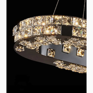 MIRODEMI® Albano Laziale | Stunning Creative Oval Golden Led Crystal Chandelier With Brilliant Drops