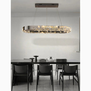MIRODEMI® Albano Laziale | Stunning Creative Oval Led Crystal Chandelier With Brilliant Drops for Dining Room