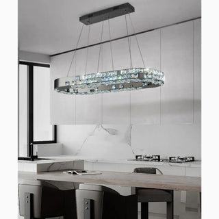 MIRODEMI® Albano Laziale | Stunning Creative Oval Led Crystal Chandelier With Brilliant Drops for Kitchen