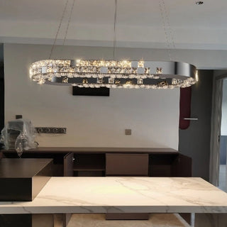 MIRODEMI® Albano Laziale | Stunning Creative Oval Led Crystal Chandelier With Brilliant Drops for Home