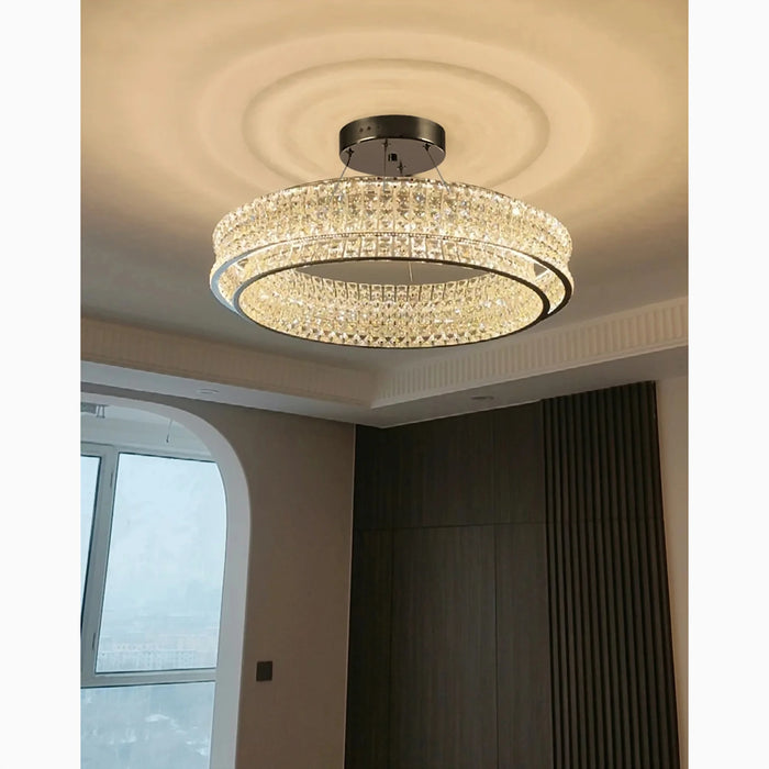 MIRODEMI® Albano Vercellese | Chic Chrome/Gold Creative Drum Shaped Crystal Chandelier