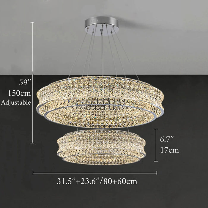 MIRODEMI® Albano Vercellese | Luxury Chrome/Gold Creative Layered Drum Crystal Chandelier