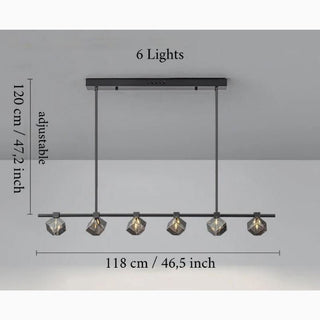 MIRODEMI Albaredo per San Marco Fancy Modern Led Long Linear Crystal Chandelier Size 6 Lights
