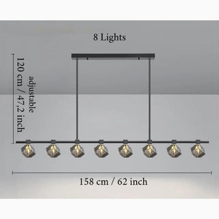 MIRODEMI Albaredo per San Marco Fancy Modern Led Long Linear Crystal Chandelier 8 Lights Black