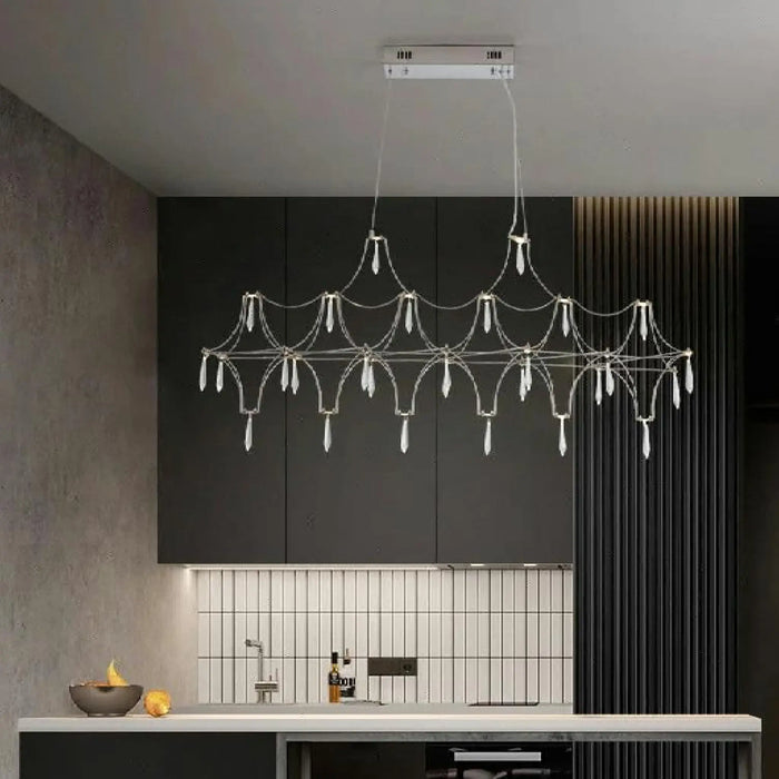MIRODEMI® Albera Ligure | Lightning Art Chic Crystal Stainless steel Chandelier for Kitchen