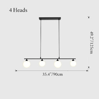 MIRODEMI Albi Nordic Modern Simple Glass Ball LED Chandelier 4 Heads Black