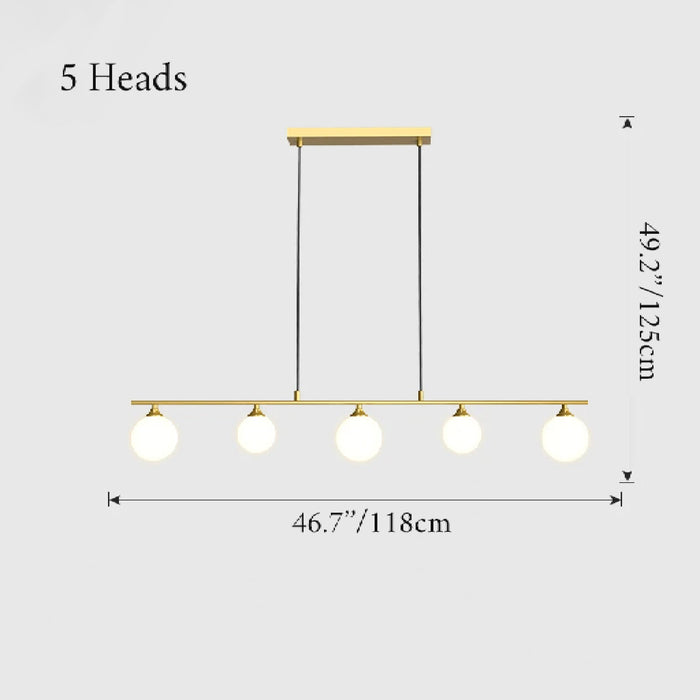 MIRODEMI Albi Nordic Modern Simple Glass Ball LED Chandelier 5 Heads Gold