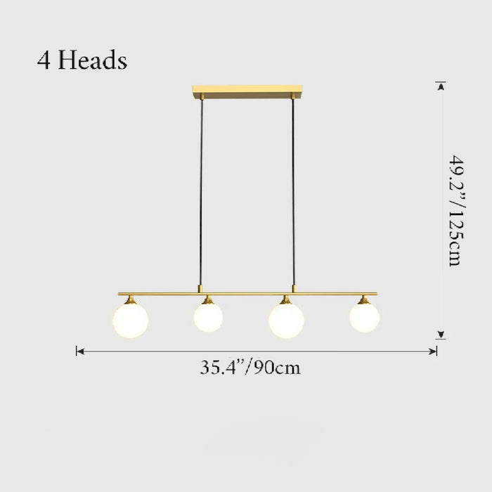 MIRODEMI Albi Nordic Modern Simple Glass Ball LED Chandelier 4 Heads Gold
