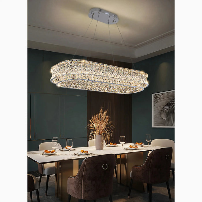 MIRODEMI® Albiano | Luxury Large Oval Gold/Chrome Crystal Chandelier for Kithen Island