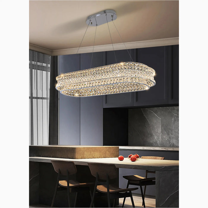 MIRODEMI® Albiano | Luxury Large Oval Gold/Chrome Crystal Chandelier for Dining Room