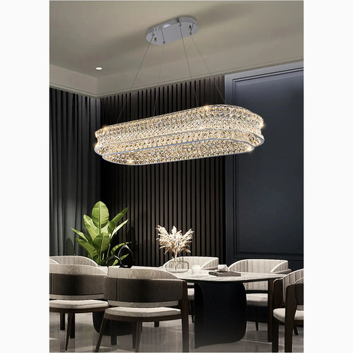 MIRODEMI® Albiano | Luxury Large Oval Gold/Chrome Crystal Chandelier for Dining Area