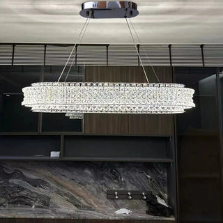 MIRODEMI® Albiano | Stunning Large Oval Chandelier with Sparkling Crystal and Gold/Chrome Finish