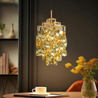 MIRODEMI Albiano d'Ivrea | Stunning Gold/Chrome Crystal Pendant Chandelier