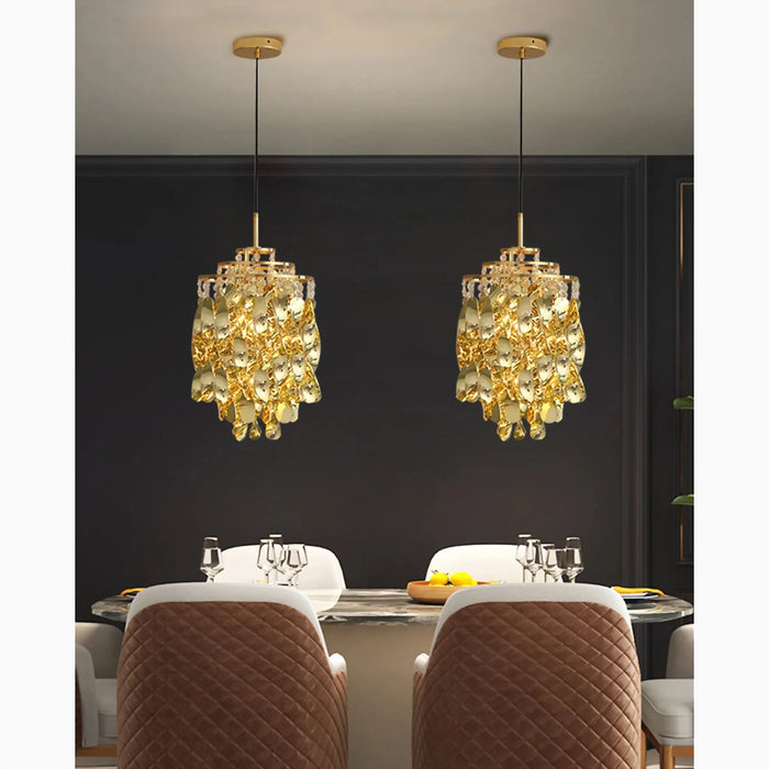 MIRODEMI® Albiano d'Ivrea | Luxury Gold/Chrome Crystal Pendant Chandelier
