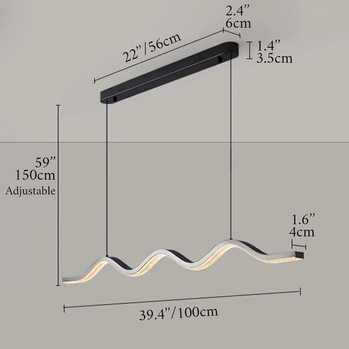MIRODEMI® Albiate | Modern Wave-Shaped Pearl Black Pendant Chandelier for Kitchen