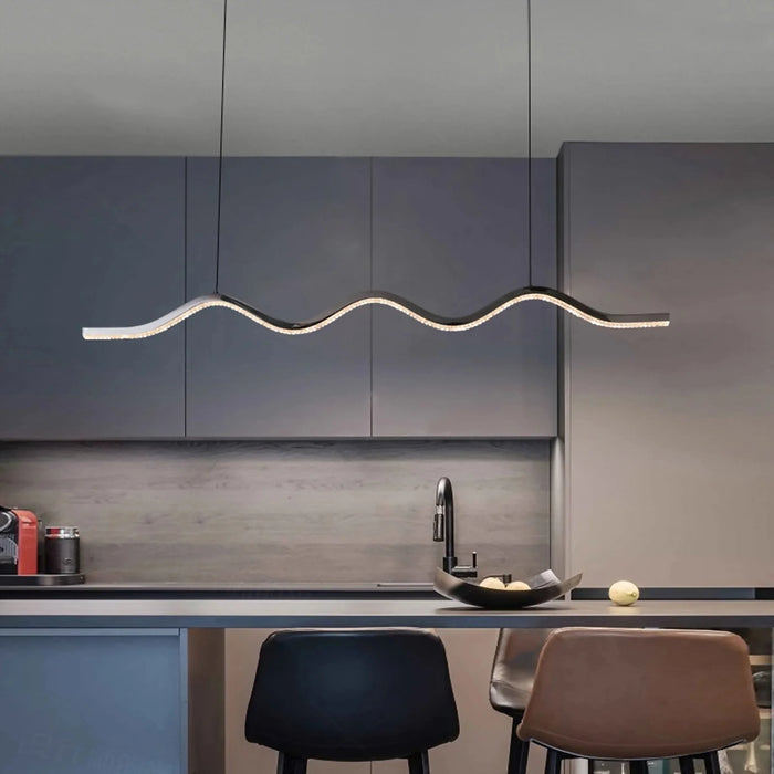 MIRODEMI® Albiate | Modern Wave-Shaped Pearl Black Pendant Lighting Fixture
