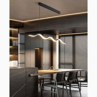 MIRODEMI® Albiate | Modern Wave-Shaped Pearl Black Pendant Lighting