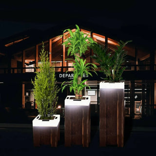 MIRODEMI® Albox LED Garden Light – Sophisticated Wooden Flower Pot Design